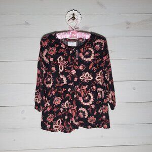 Old Navy Dark Floral Peplum Top BOHO